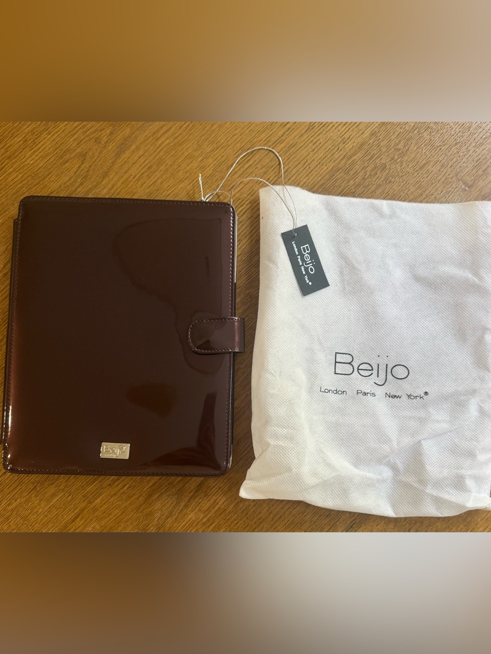 NWT Beijo Deep Burgundy Brown Patent Tablet Folio Case Planner